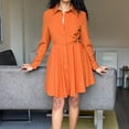 thumbnail image 2 of Women's Button Up Long Sleeve Solid Color Slim Fit Shirt Dress, 2 of 2