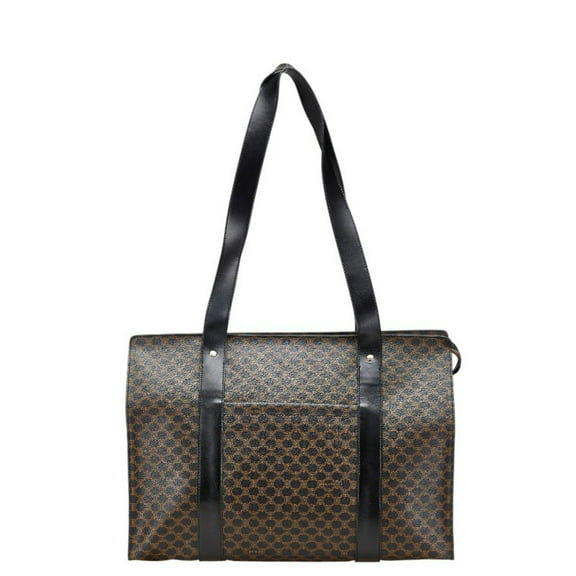 Pre-Owned Celine Macadam Tote Bag Handbag Black Brown Leather Women's CELINE