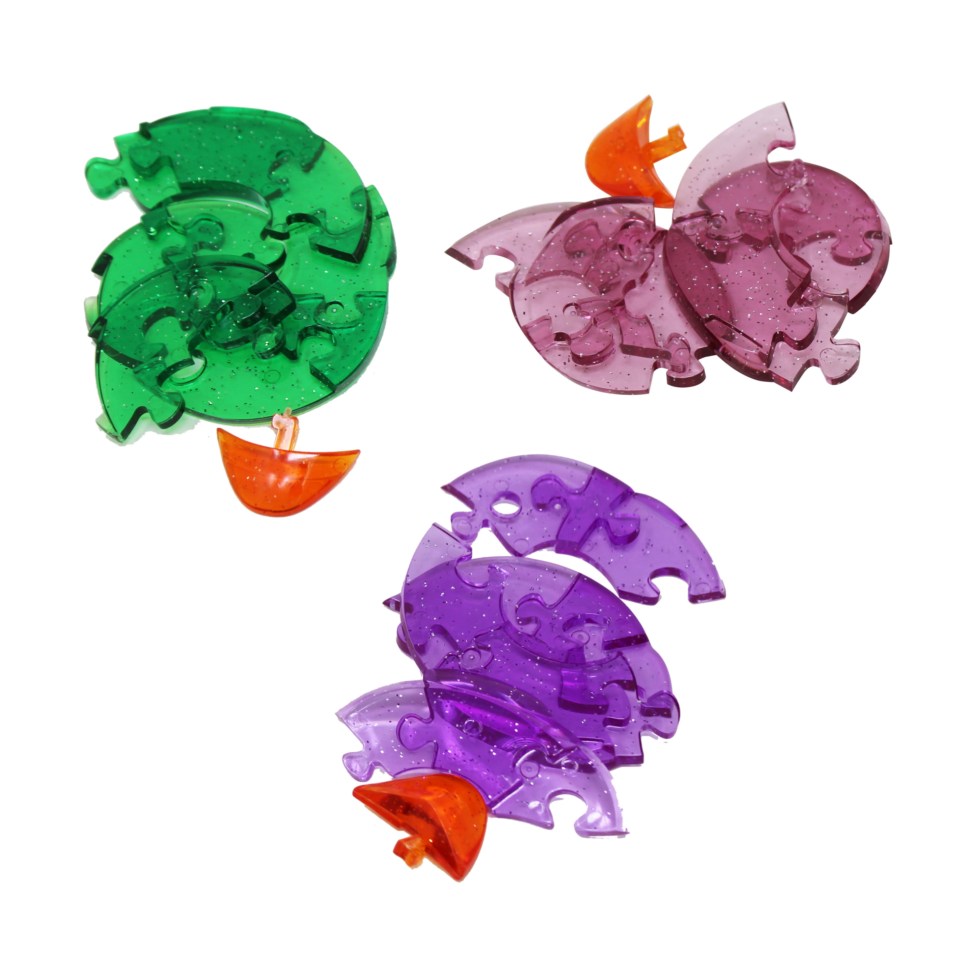 AreYouGame.com 3D Crystal Puzzle - Deluxe Rubber Ducks 3-Pack with Stickers (Green/Purple/Maroon Jewel Tones): 129 Pcs
