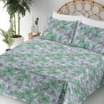 thumbnail image 3 of Ambesonne Spring Fitted & Flat Sheet with Shams 4 Pcs Set, Lily Flowers Flora Garden, Full, Pale Green and Earth Yellow, 3 of 5