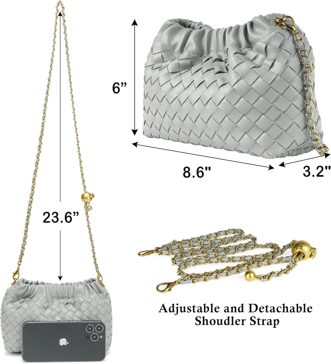 Small Crossbody Bag For Women Trendy.Dumpling Bag Clutch Purse For Women Evening Bag Cloud Purse Vegan Leather Hobo Bag