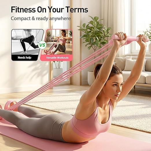 Multi-Function Foot Pedal Exercise Band, 8-Tube Strong Latex Resistance Pull Rope with Handle, Home Gym Fitness Tool for Body Shaping Strength Training