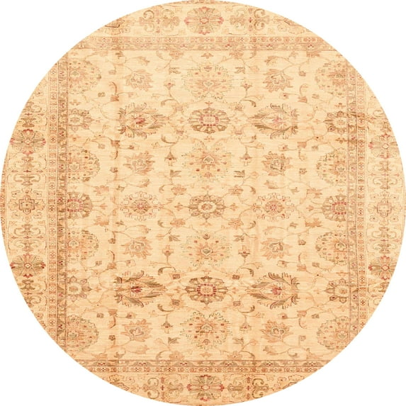 Ahgly Company Indoor Round Abstract Cantaloupe Orange Area Rugs, 7' Round