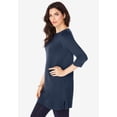 thumbnail image 4 of Roaman's Women's Plus Size Cotton Ultimate Boatneck Tunic With Side Slits, 4 of 6