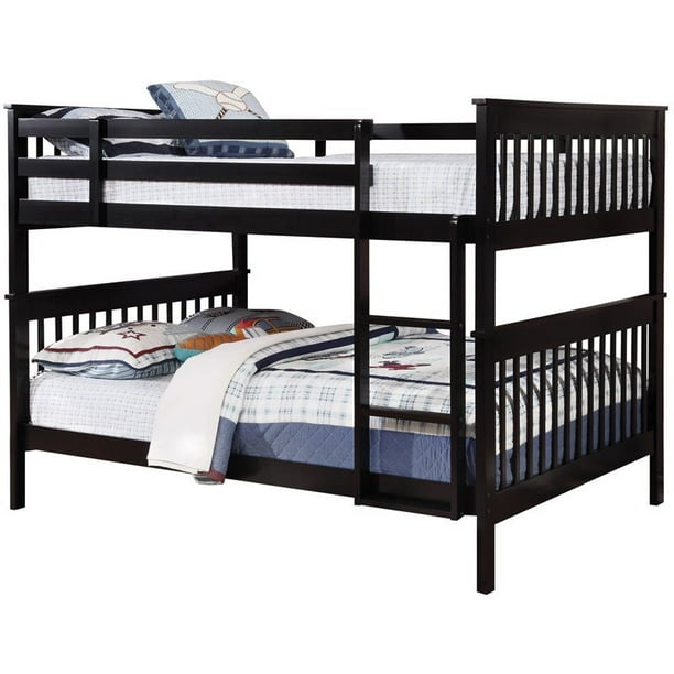 Bowery Hill Full Over Full Bunk Bed in Black, Heavy Duty (400lbs per Bunk)