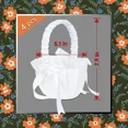 thumbnail image 3 of 4 PCS White Pearl Flower Girl Baskets Satin Bowknot Beaded Holder Rose Petals Silk Wedding Basket with Handle for Romantic Matrimony Ceremony Party Decor, 3 of 7