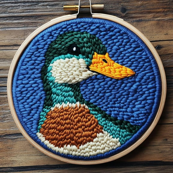 DIY Punch Needle Kits for Beginners Mallard with Hoop Punch Needle Starter Craft Embroidery Set Easy for Adults and Children Festival Gift and Decoration 20x20cm-4