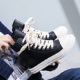thumbnail image 3 of Kitulandy Women High Top Sneakers Platform Lace Up Comfort Walking PU Leather Canvas Shoes with Zipper, 3 of 5