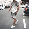 thumbnail image 2 of toraway Costumes Blancs pour Hommes Ensemble de Sport Décontracté 2 Pcs Grande Taille Manches Courtes Col Rond Imprimé Noix de Coco TTG, 2 of 4