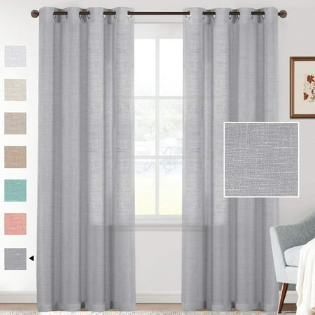 Linen Sheer Curtains 84 Inches Long, Light Filtering Curtains Privacy