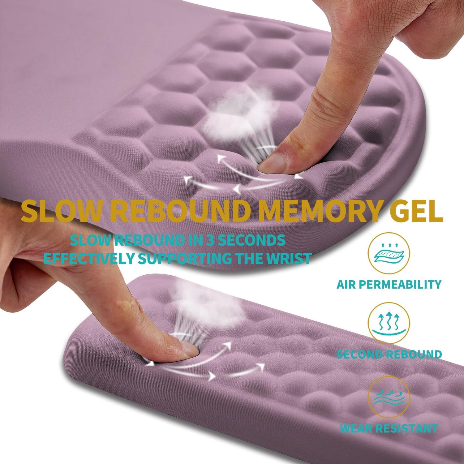 2 in 1   Pad Wrist Support & Wrist Rest for Computer Keyboard Set, with    Massage Bulge and Full Memory  Design (2In1 Set, Purple)