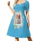 thumbnail image 3 of Glee - Brittana (borde de flores) Vestido de manga corta ropa de mujer Ropa estética, 3 of 7