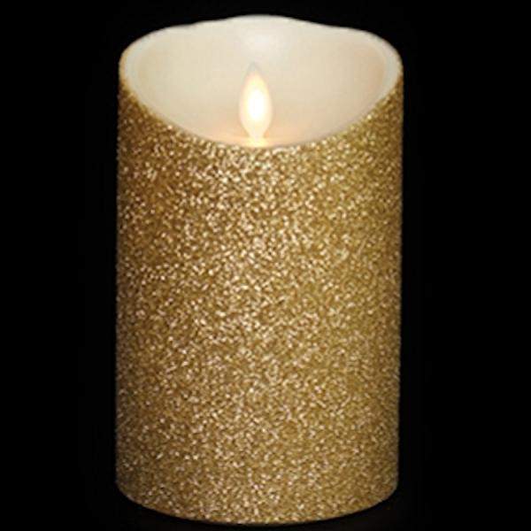 Liown 19809 5" Gold LED Battery Operated Wax Candle with Timer