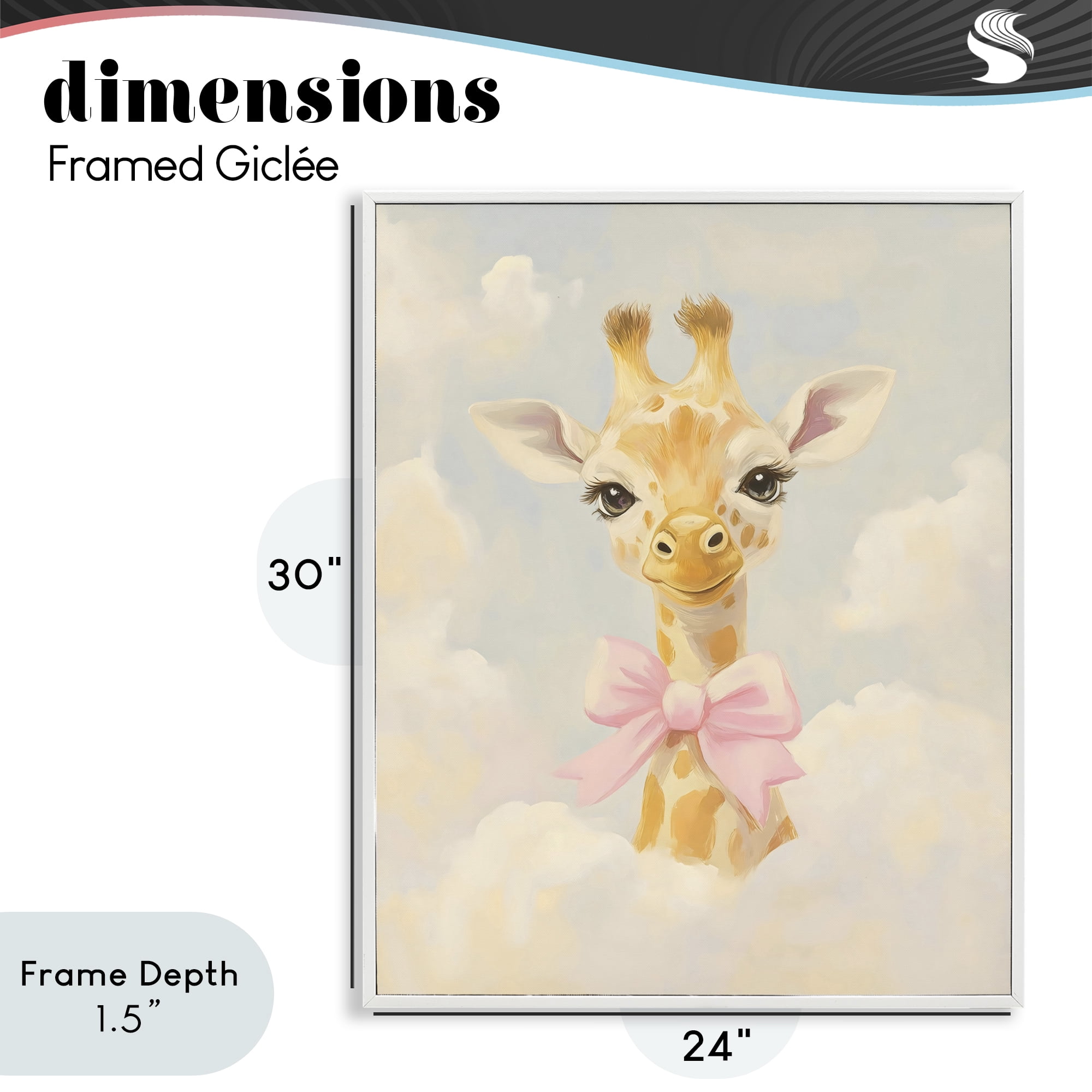 Stupell Industries Charming Giraffe In The Clouds White Framed Giclee Art, design by The Prints Vibe