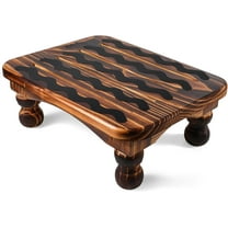 Solid Wood Bed Step Stool Super Large/Bedside Steps for High Beds/Solid Wood Super Sturdy Hold Up to 500 LBS (Burned Finish)