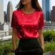 thumbnail image 1 of TaTaai Women's Summer Solid Round Neck Short Sleeve Top, Pearl Embellished Casual Professional Style, Lightweight Soft for Office Daily Wear Gift, 1 of 5