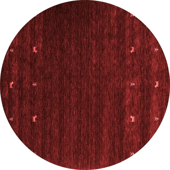 Ahgly Company Indoor Round Abstract Red Contemporary Area Rugs, 3' Round