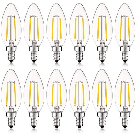 

Luxrite 4W E12 Vintage Candelabra Dimmable LED Light Bulbs 40W Equivalent 400 Lumens 3000K Soft White Blunt Tip 12-Pack