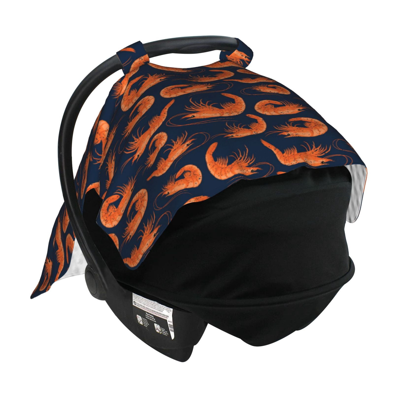 Car Seat Cover Baby - Orange Shrimp Print Breathable Infant Car Seat Cover for Baby Carseat, Lightweight Comfort Baby Essentials Must Haves Newborn Stuff for Girl Boy