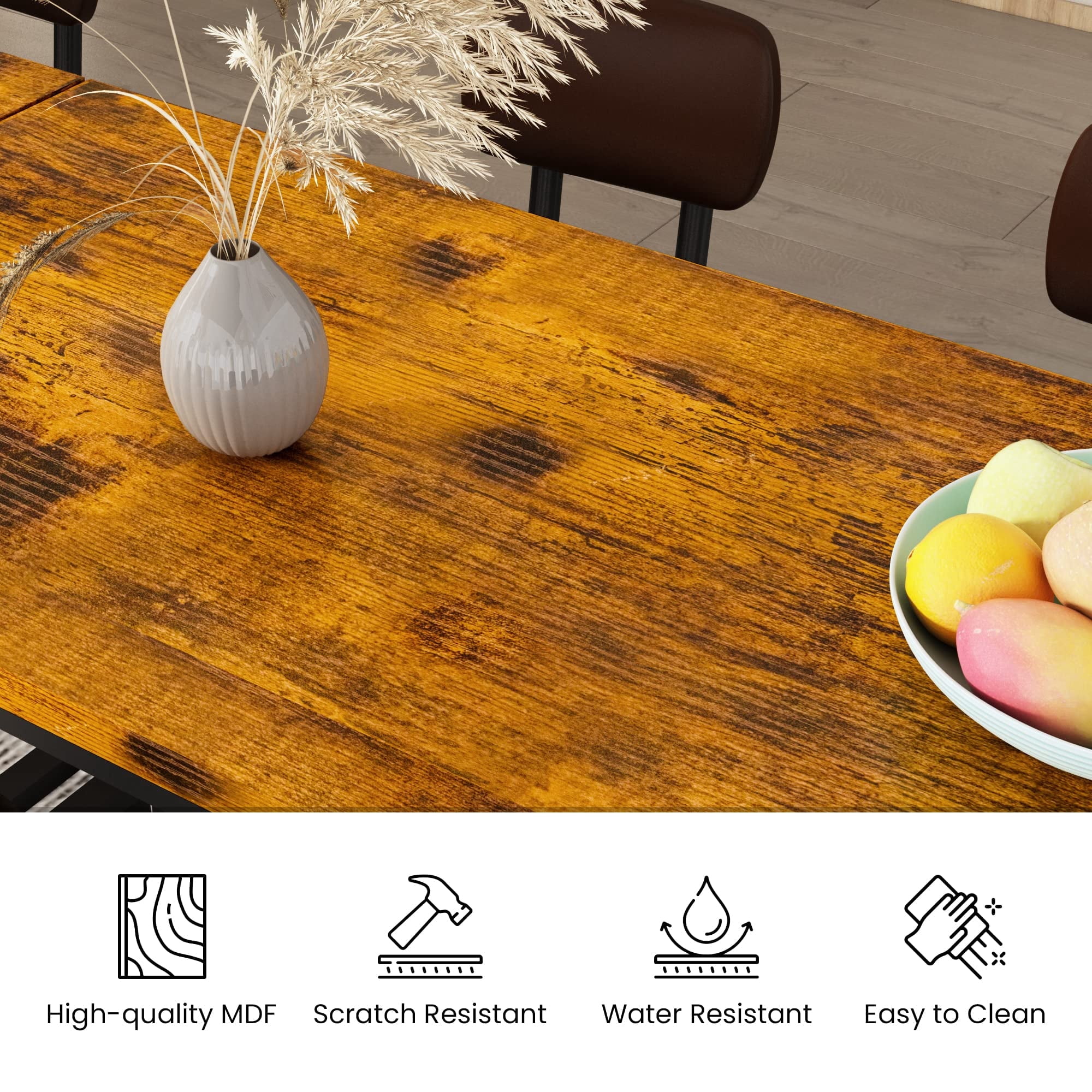 Lamerge Dining Table Set for 4, Counter Height Kitchen Pub Set with Chairs for 4, 5 Piece Bar Table and Stools Set, Modern Kitchen Dining Set for Breakfast Nook