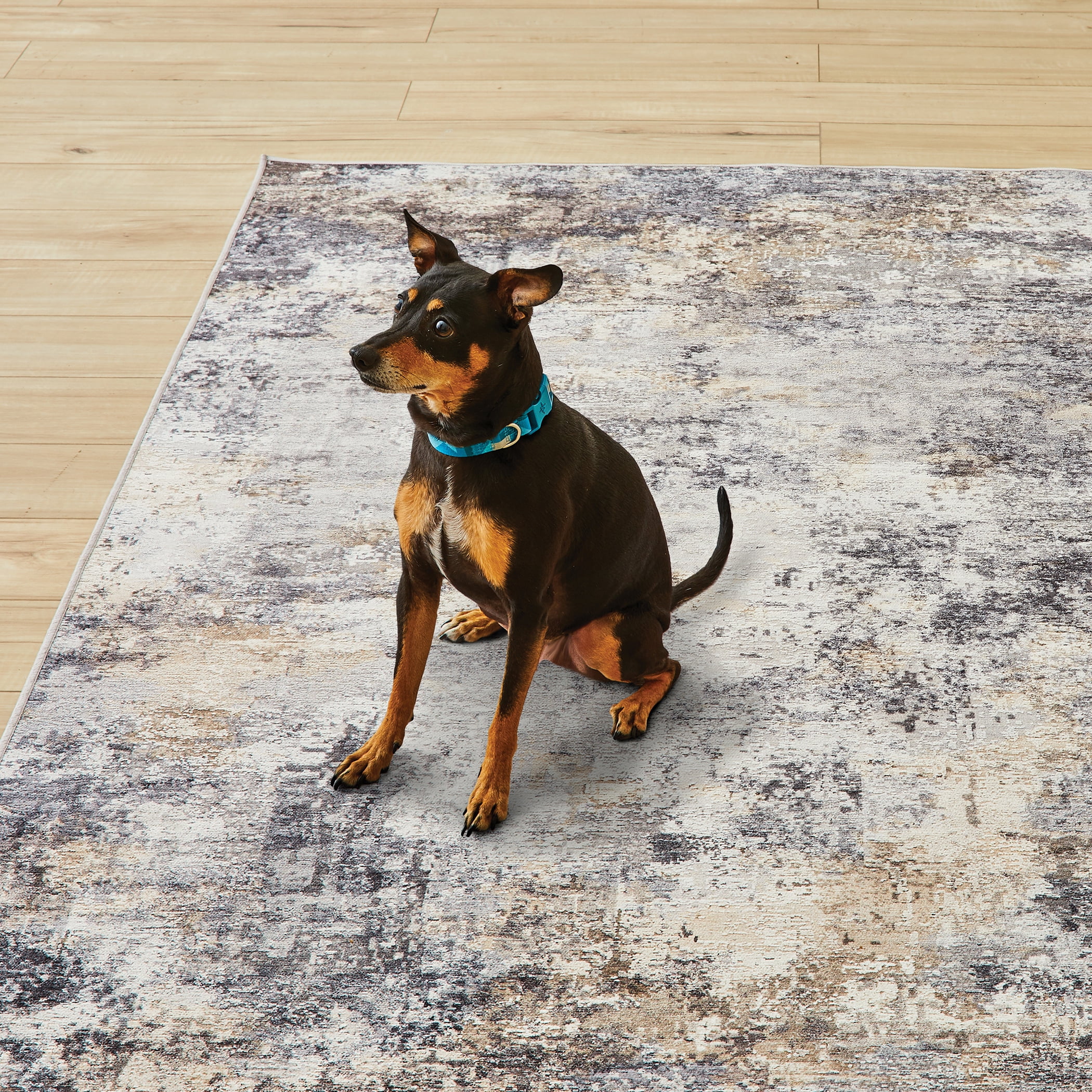 Better Homes & and Gardens Abstract Machine Washable Indoor Area Rug, Neutral, 5'x7'