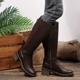 thumbnail image 6 of Xfvqtps Knee High Boots for Women Wide Calf Side Zipper Block Low Heel Faux Leather Tall Boots, 6 of 9