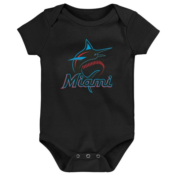 Newborn & Infant Outerstuff  Black Miami Marlins Primary Team Logo Bodysuit