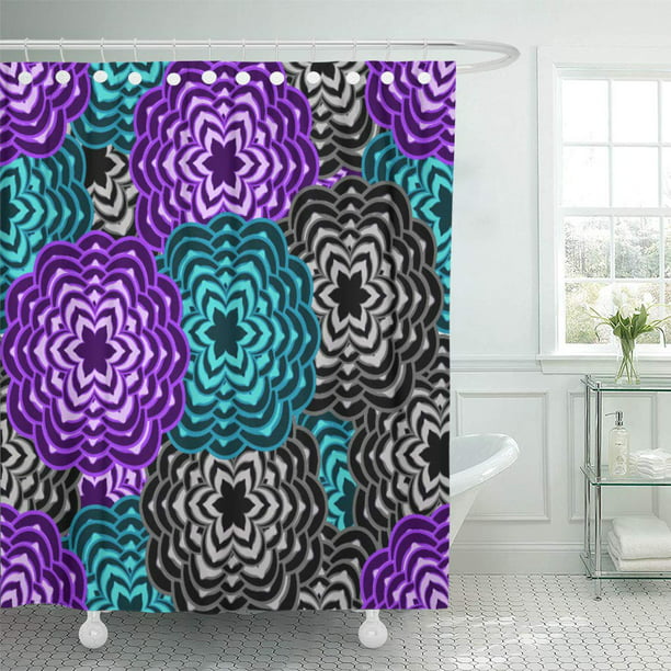 Cynlon Gray Girl Turquoise Teal Blue, Teal And Purple Shower Curtain