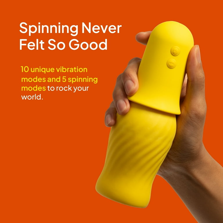 cake vibrating massager Hello Cake Spin Stroker Vibrator for Men, Waterproof & Rechargeable Massager  Toy with 15 Modes, Yellow
