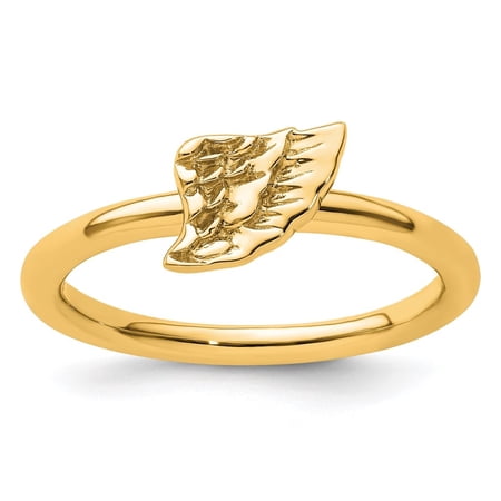 Diamond2Deal Sterling Silver Stackable Expressions Yellow-plated Angel Wing Ring