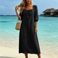 thumbnail image 3 of YuXingFu Wedding Guest Dresses for Women formal Maxi Crew Neck Plus Size Womens Dress Long Sleeve for Beach Long Casual Summer Black S, 3 of 9