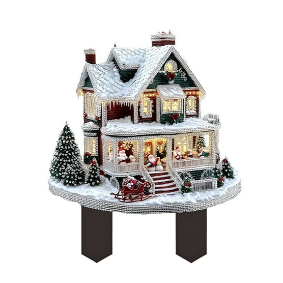 LAMIRO Christmas Village Set Decoration Christmas Village House Scene Christmas Winter Houses Village Buildings Collection for Xmas Gifts Outdoor Decoration