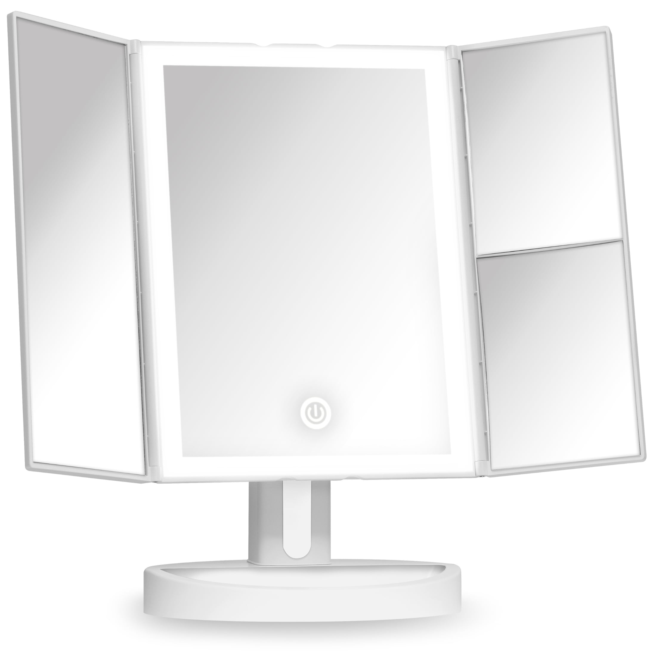 komponent Hejse afskaffe Fancii LED Lighted Vanity Makeup Mirror, Trifold Mirror with 5x and 10x  Magnifications - 34 Dimmable Natural Lights, Touch Screen, Best Adjustable  Countertop Mirror with Cosmetic Stand (Tria) - Walmart.com