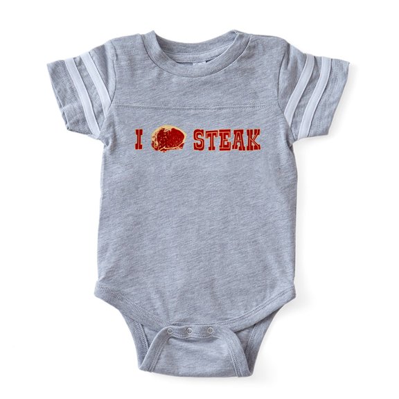 CafePress - I Love Steak - Cute Infant Baby Football Bodysuit