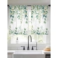 thumbnail image 2 of Sage Green Eucalyptus Leaves Sheer Curtains 45 Inch Length 2 Panels Set Window Treatments, Spring Summer Botanical Rod Pocket Semi Curtains for Living Room/Bedroom/Kitchen Décor, 104"W x 45"L, 2 of 7