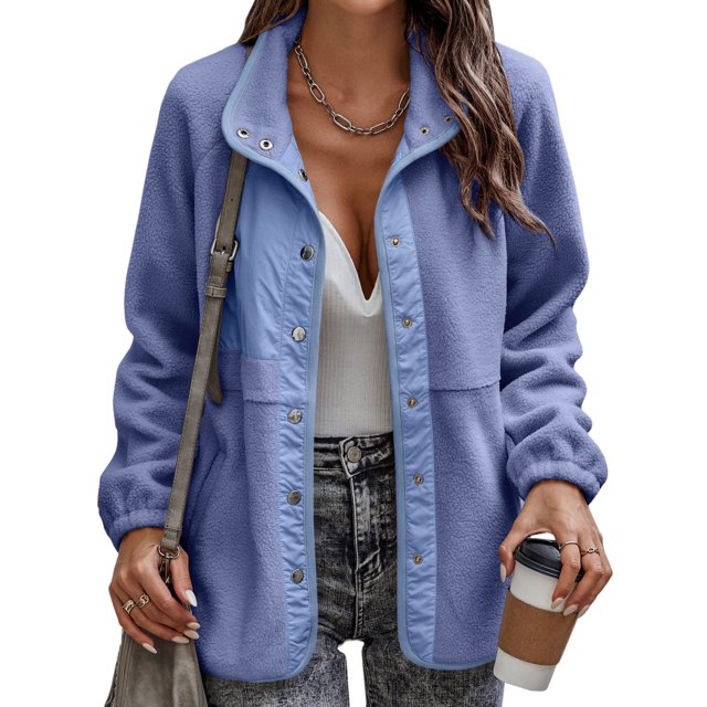 REDHOTYPE Women's Button Long Sleeve Brushed Jacket Coats with Pockets