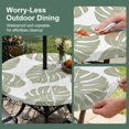 thumbnail image 5 of Round Outdoor Tablecloth with Umbrella Hole and Zipper, Sage Green Monstera Leaf Tablecloth with Elastic Waterproof, Tropical Plant Foliage Botanical Boho Patio Table Covers for 31" - 35" Tables, 5 of 9