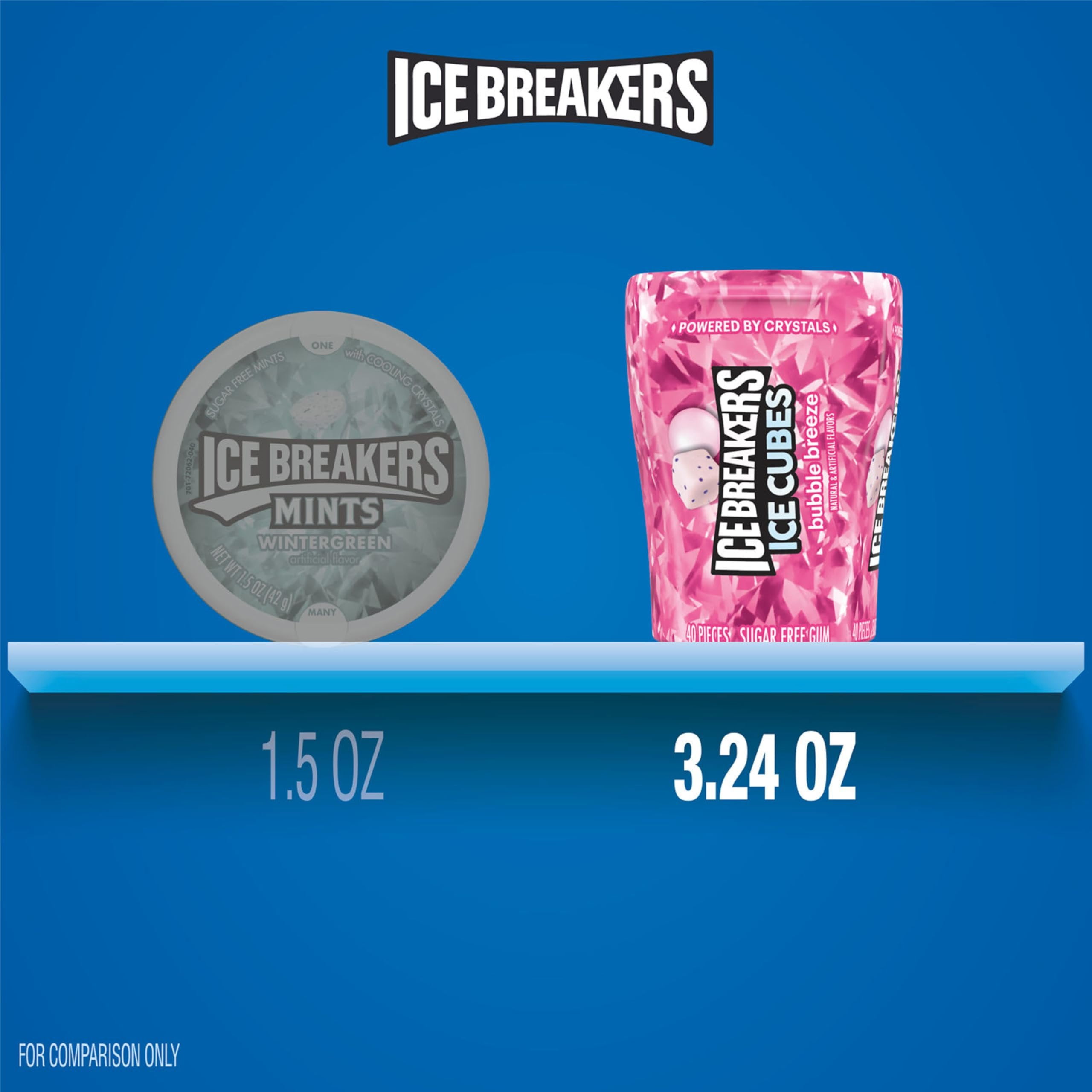 ICE BREAKERS Ice Cubes Bubble Breeze Flavored Sugar Free Chewing Gum Bottles, 3.24 oz 6 Count, 40 Pieces