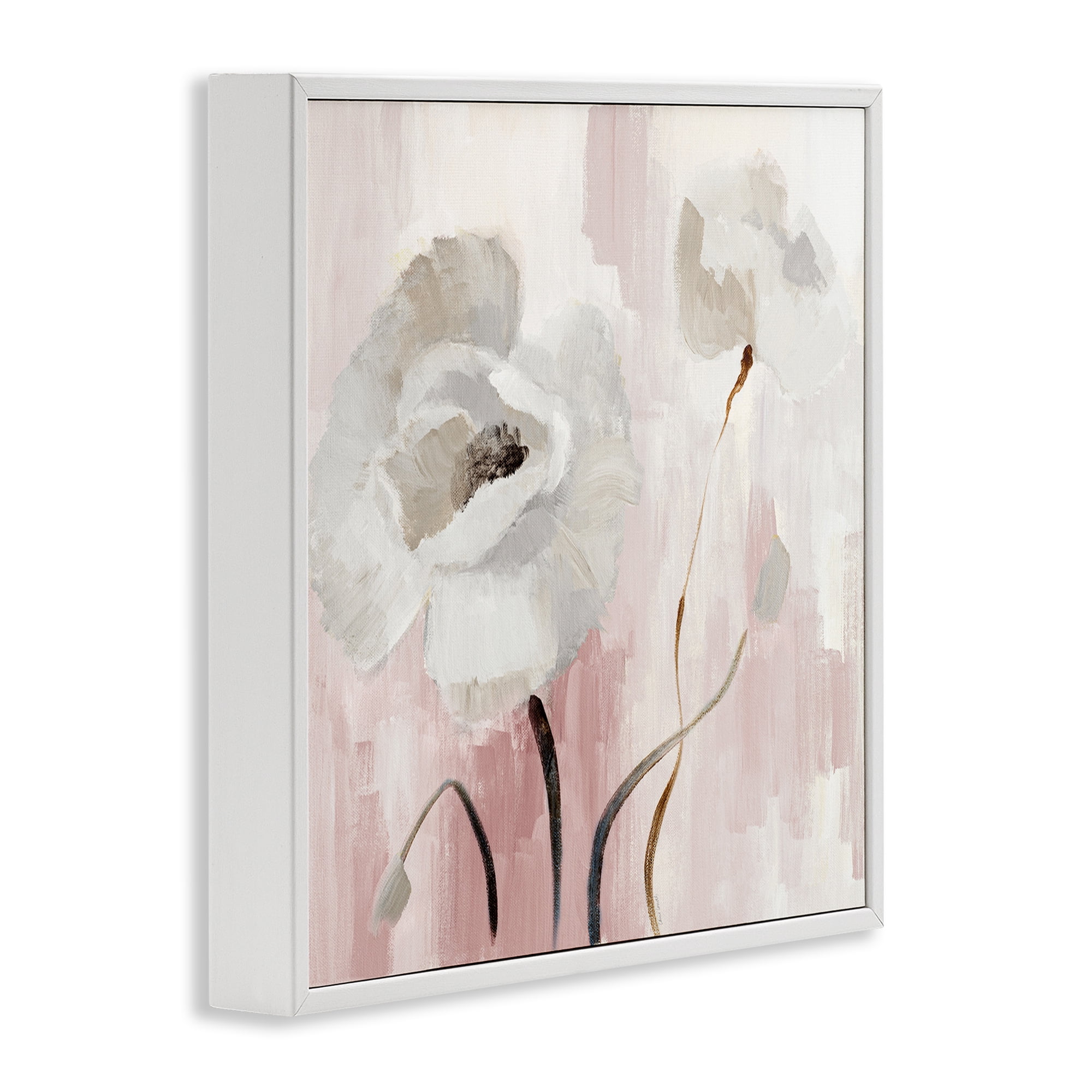 Stupell Industries Abstract White Blossoms Botanical & Floral Painting White Framed Art Print Wall Art, 12 x 12