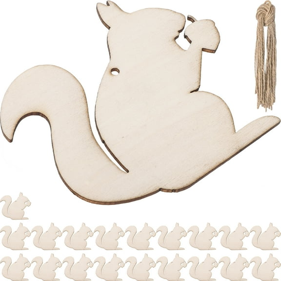 20pcs Wooden Spring Cutouts Squirrel Crafts Wooden Squirrel Cutouts Unfinished Wood Cutouts