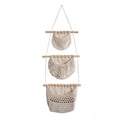 thumbnail image 1 of Artistic Hanging Cotton Baskets, Boho Decorative Hanging Baskets for Wall, Handcrafted 3 Tier Organizer, Over The Door Decor, Eco-Friendly Multipurpose Storage Solutions (A-White), 1 of 5