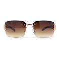 thumbnail image 3 of Old School Rimless Narrow Rectangle 90s Designer Shade Sunglasses Gold Brown, 3 of 4