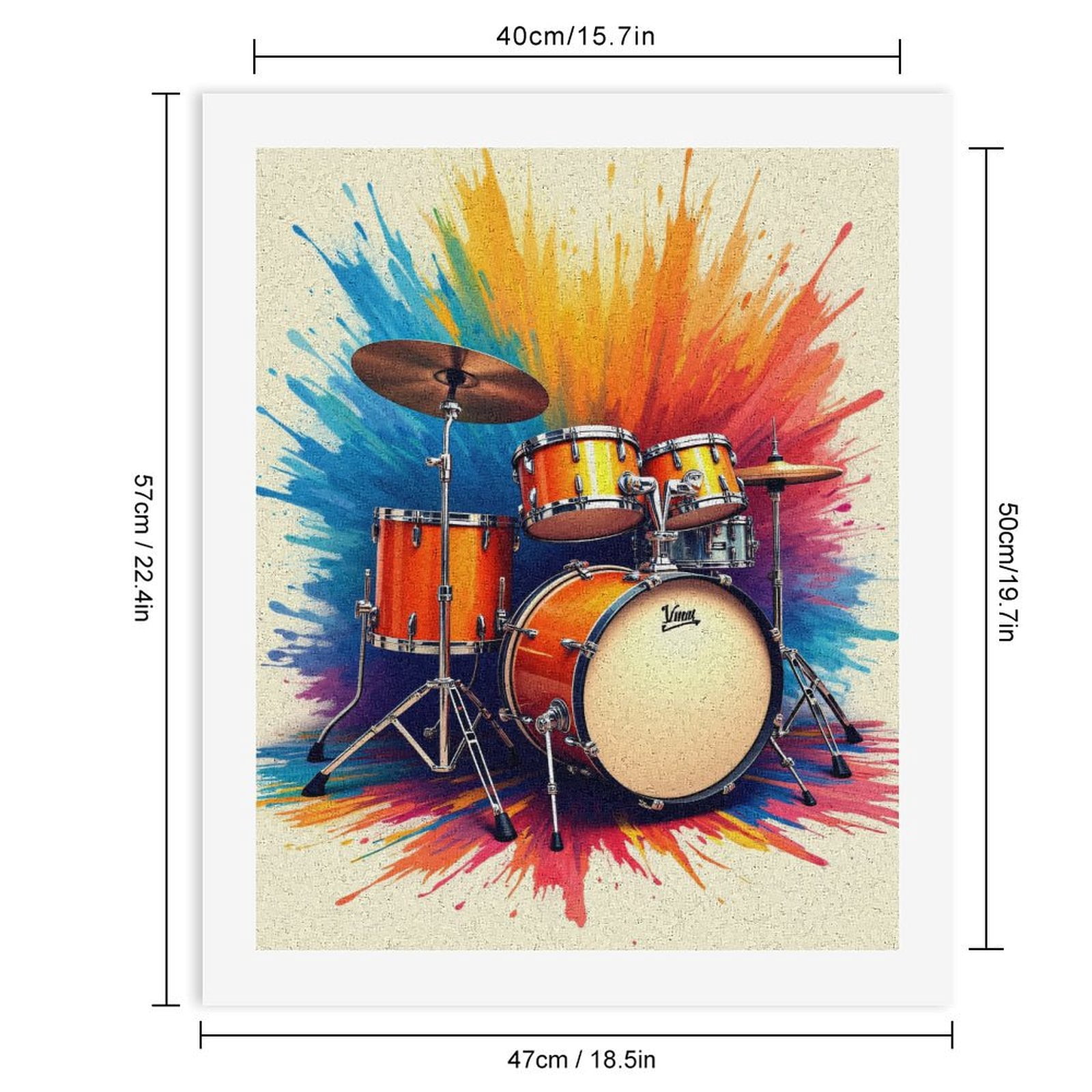 Paint By Numbers Kit for Adults Beginner - DIY Colorful Drum Set with Splash Background Canvas Painting Kits for Adults, Frameless Paint By Number for Adults for Home Wall Decor 16x20 Inch