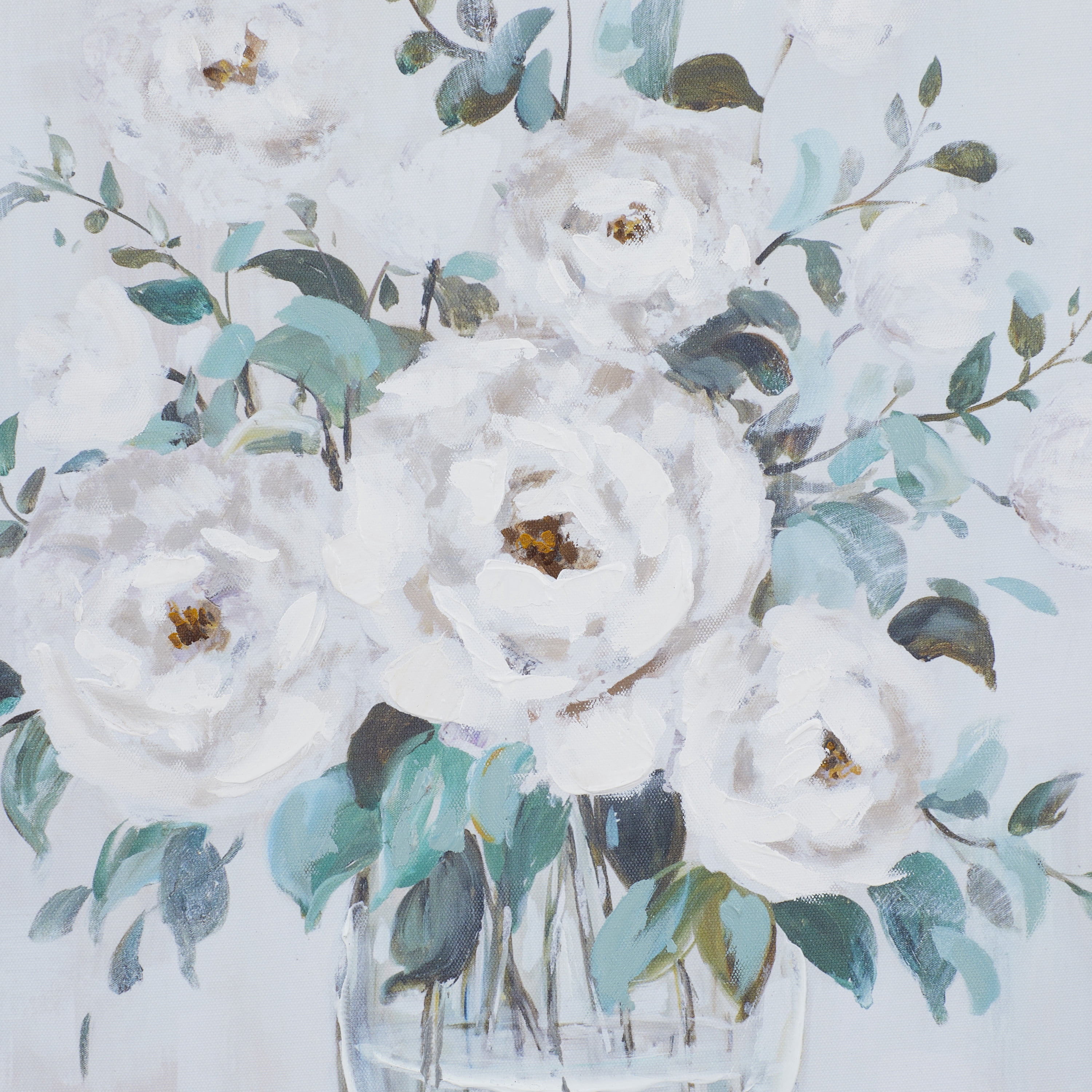 24" x 24" Bouquet Floral Framed Wall Art with Silver Frame, by DecMode