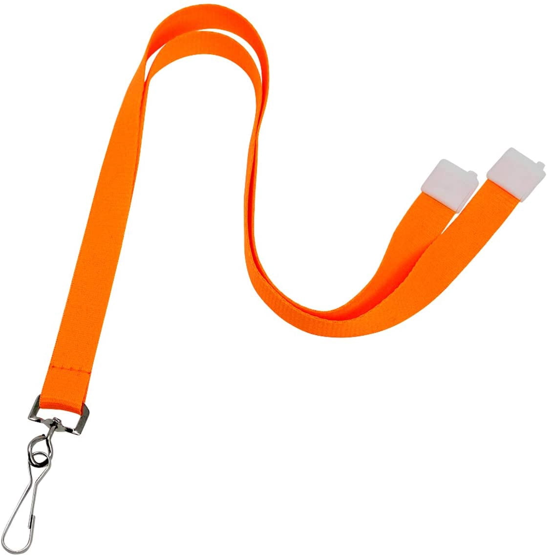 Bulk 100 Pack - Bright Orange Wide Neon Lanyards for Name Badges with Safety Breakaway Neck Clasp & ID Badge Holder J Clip - Hi Visibility for Name Tag, Keys, Cruise, Student ID's by Specialist ID