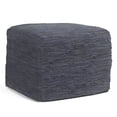 thumbnail image 5 of WyndenHall  Garcia Boho Square Pouf in Woven Genuine Leather Dark Blue, 5 of 5