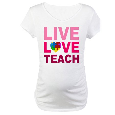 

CafePress - Live Love Teach Autis Maternity T Shirt - Cotton Maternity T-shirt Cute & Funny Pregnancy Tee