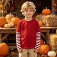 thumbnail image 3 of Fozruso Boys Striped Long Sleeve T-Shirts Casual Round Neck Pullover Tee Shirt Tops Fall Outfits, 3 of 7