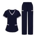 thumbnail image 2 of Vibrex Women's Scrub Set: Short-Stretch Sleeve V-Neck Top & Drawstring Pants - Multi-Pocket, Loose-Fit Uniform for Nurses, Caregivers, Medical Staff (Multiple Colors), 2 of 10
