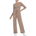 thumbnail image 2 of 2 Piece Outfits for Women 2026 Casual Matching Lounge Sets Long Sleeve Tops Wide Leg Pants, 2 of 4